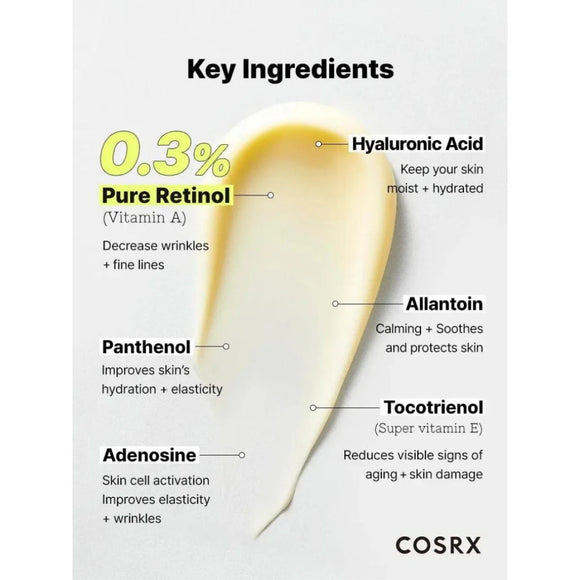 COSRX The Retinol 0.3 Cream – Κρέμα Προσώπου με Ρετινόλη 0.3% για Αντιγήρανση 20ml