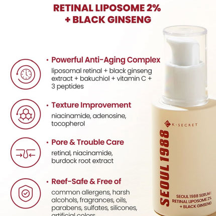 K - SECRET SEOUL 1988 - SEOUL 1988 Serum: Retinal Liposome 2% + Black Ginseng 30ml