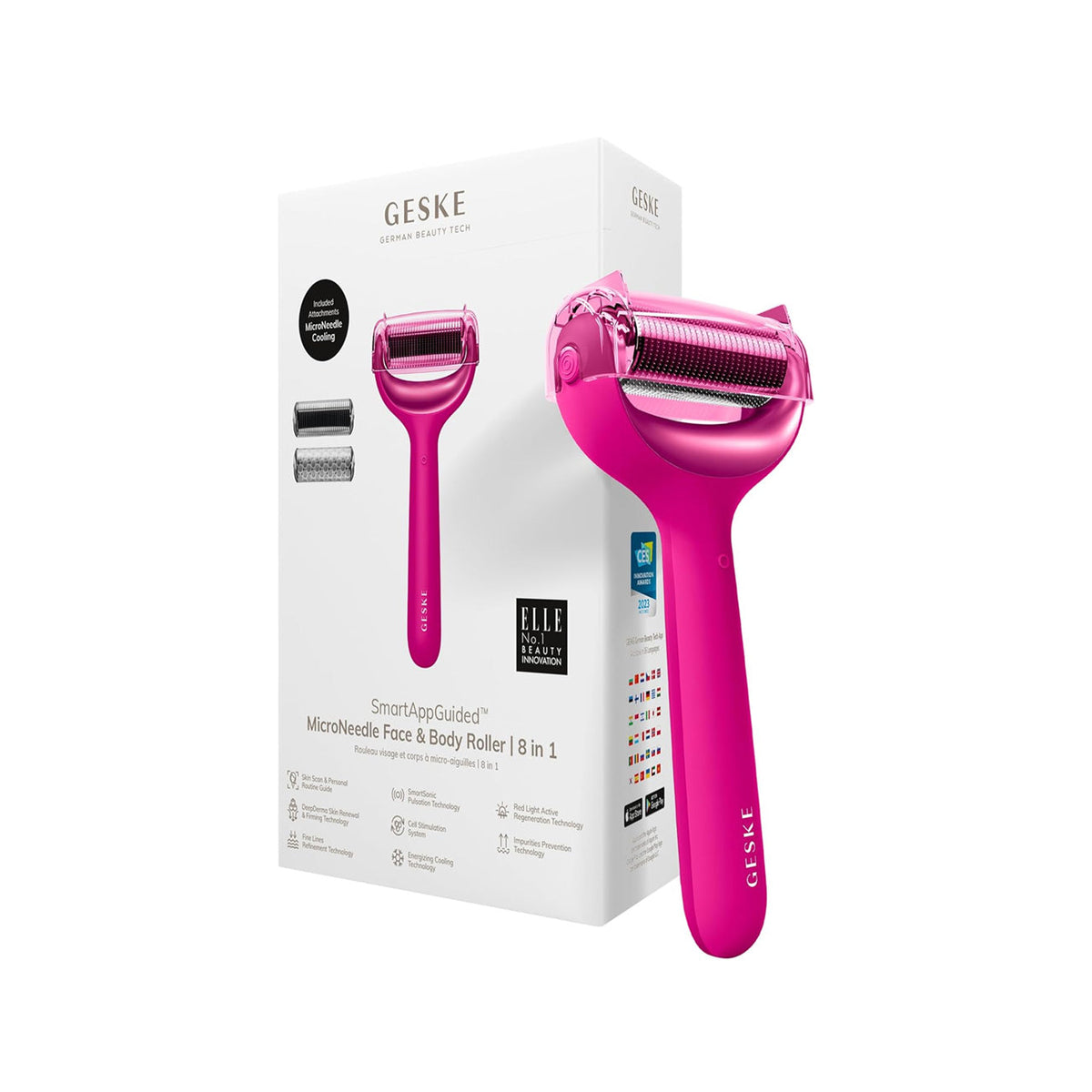 GESKE MicroNeedle Face & Body Roller 8 in 1 Magenta