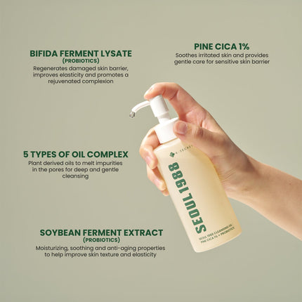 K - SECRET SEOUL 1988 - SEOUL 1988 Cleansing Oil: Pine Cica 1% + Probiotics 200ml