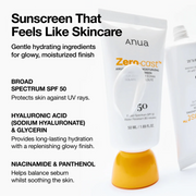 ANUA Zero- Cast Moisturizing Finish Sunscreen SPF 50+ PA++++ Αντηλιακό Προσώπου 50ml