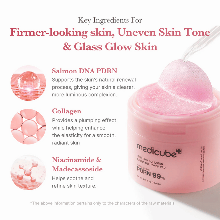 MEDICUBE - PDRN Pink Collagen Toning Gel Toner Pad 70pcs