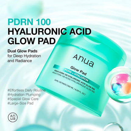 ANUA - PDRN 100 Hyaluronic Acid Glow Pad 60pads 180ml