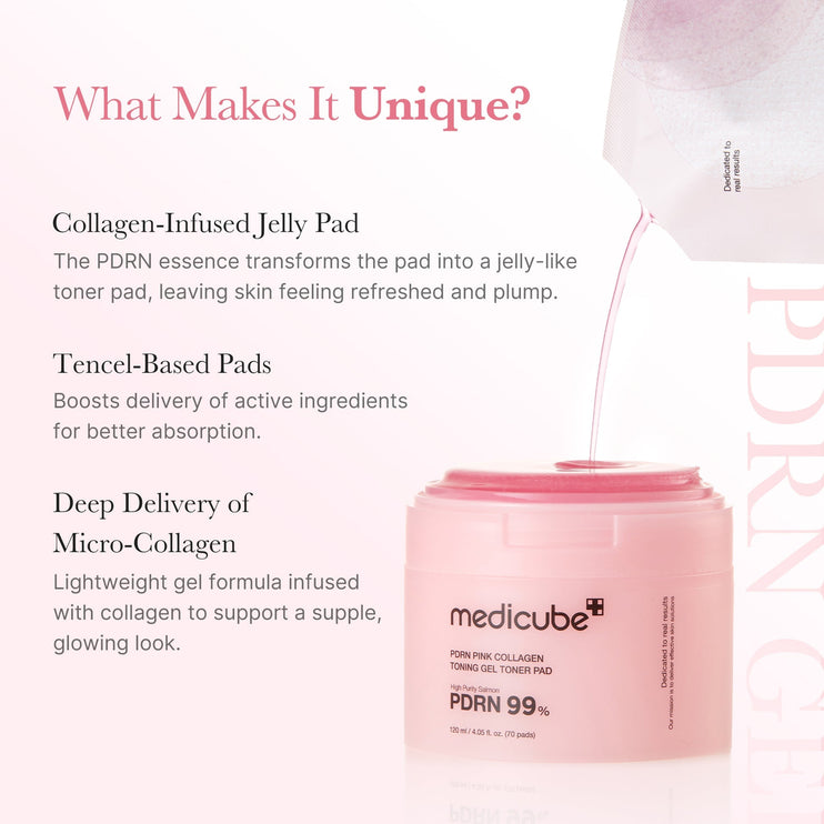 MEDICUBE - PDRN Pink Collagen Toning Gel Toner Pad 70pcs