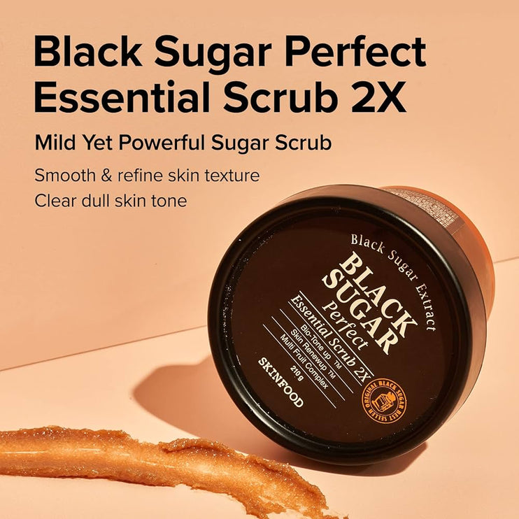 SKINFOOD- Black Sugar Perfect Essential Scrub 2X , 210gr